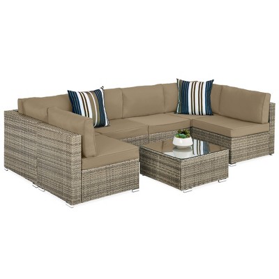 Best Choice Products 7-Piece Outdoor Modular Patio Conversation Furniture, Wicker Sectional Set