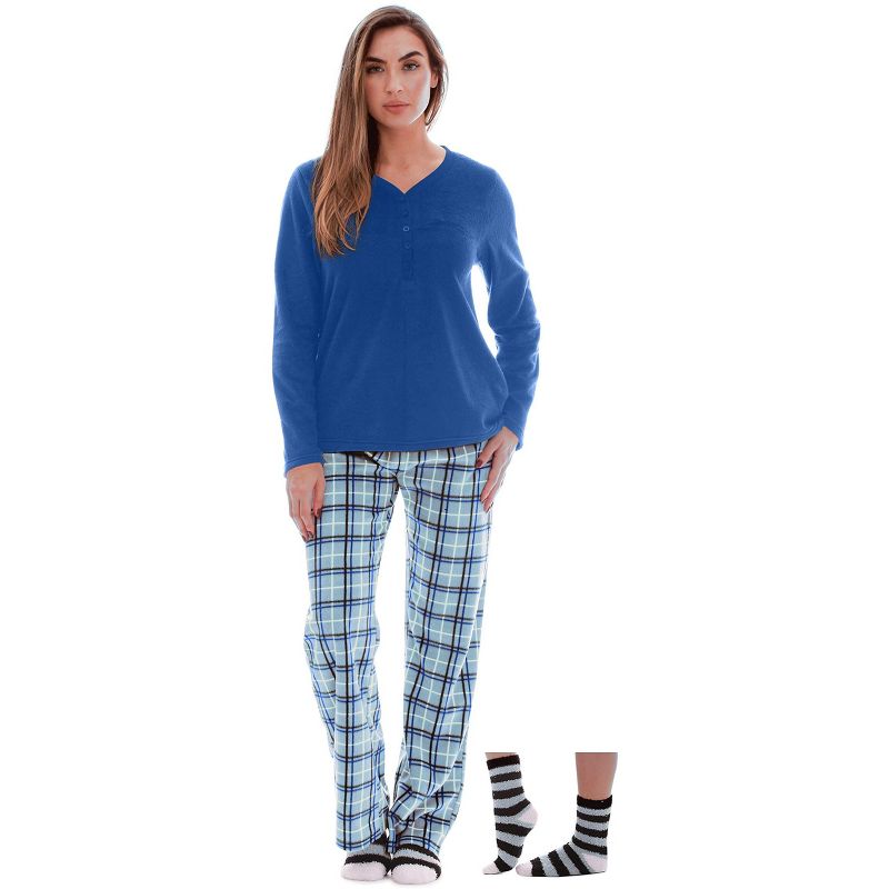 Just Love Womens Ultra-Soft Pajama Pant Set with Matching Socks - 3 Piece Micro Fleece PJ Set, 1 of 2