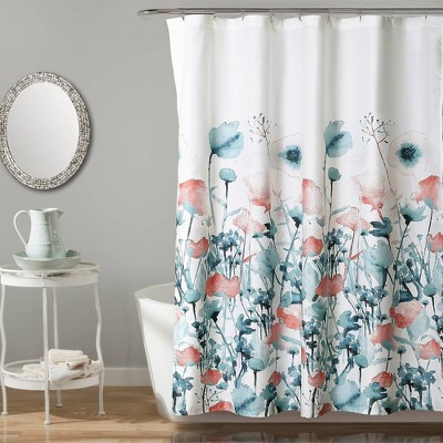 Zuri Flora Shower Curtain Blue - Lush Décor