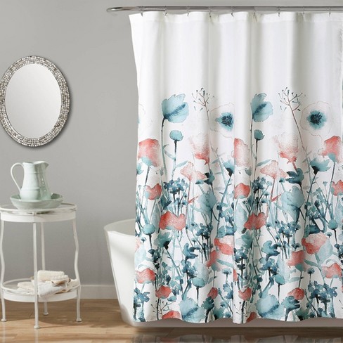 Zuri Flora Shower Curtain Blue Lush, Target Shower Curtain Rod Instructions