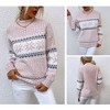 Womens Pullover Sweater Turtleneck Snowflakes Sweater Christmas Sweater Ribbed Knit Long Sleeve Sweater - 3 of 4