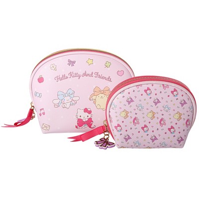Pink Hello Kitty and Friends Dome Makeup Bag Set with Zipper Closure
