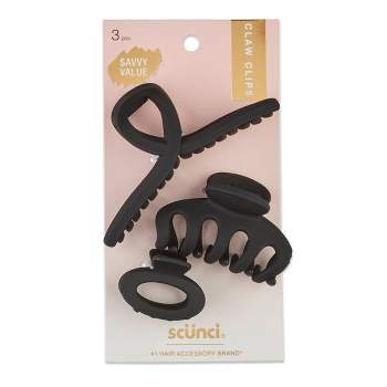 scunci Basic Claw Hair Clip - Black - 3ct