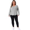 Women's Plus Size Long Sleeve V Neck Loose Fashion Buttons Tunic Blouse - Agnes Orinda - 3 of 4