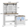Makeup Vanity Desk with Sliding Mirror, Lights & Adjustable Storage Cabinets, White - 2 of 4