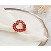 Saro Lifestyle Saro Lifestyle Napkin Rings With Beaded Heart Design (Set of 4), Red, - 4 of 4