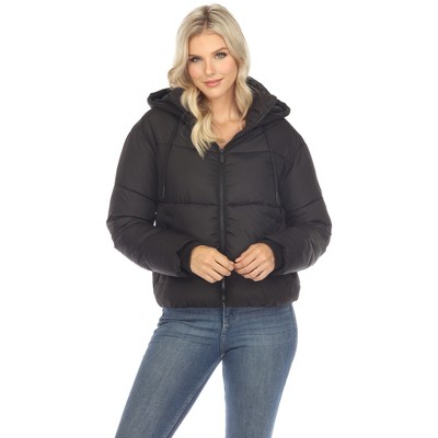 Women's Full Front Zip Hooded Bomber Puffer Jacket - White Mark : Target