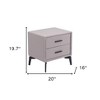 HomeRoots 20" Gray and Black Fabric Wood and Steel End Table With Two Drawers - 3 of 4