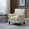 TIRAMISUBEST Mid-Century Modern Linen Accent Chair, Tufted Back & Wood Legs, Upholstered Lounge Armchair for Living Room, Bedroom (Beige) - 2 of 4