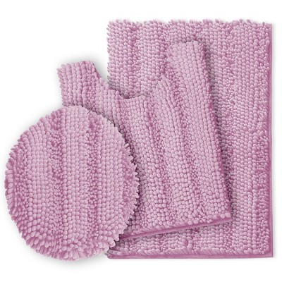 Hearth & Harbor Striped Bathroom Rug set, Ultra Soft Chenille Bathroom Rugs
