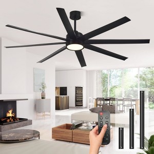 Aoibox 72 Inch Modern Ceiling Fan with Light and Remote, 8 Blades, 6 Speed, Reversible DC Motor, Super Thin Design, Black - 1 of 4