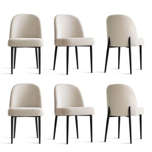 Set of 6 Upholstered Dining Chairs with Linen Blend Fabric and Metal Legs, Modern Armless Side Chairs for Dining Room - Panipeachy - 1 of 4