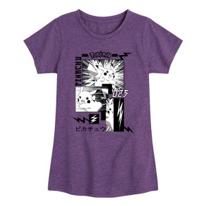 Girls' - Pokémon - Pikachu Manga Fitted Short Sleeve Graphic T-Shirt - 1 of 4