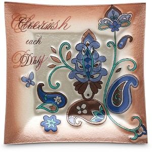 Pavilion Gift Company - Cherish each Day - 10" Square Fused Glass Plate - Decorative Trays and Platters - 1 of 3
