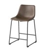 Kumasinova Vintage Faux Leather Counter Height Bar Stools Set of 2, Counter Stools, Armless Chair with Black Iron Frame, Counter Height Stools - 4 of 4
