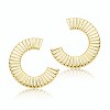 Guili Timeless Ribbed 14K Gold Plated Open Circle Drop Earrings, a Bold & Classic Accessory that Enhances Your Look with a Touch of Pure Elegance - 2 of 3