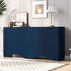 U-Style Four-Door Cabinet with Vertical Stripes and Wavy Design, Perfect for Hallways, Entryways, and Living Rooms - 2 of 4