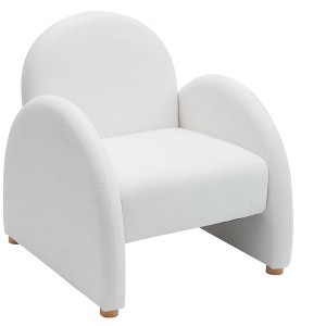 PAGED Boucle Accent Chair, Living Room Chairs with Curved Armrests, Upholstered Lounge Chair with Wooden Frame for Living Room - 1 of 4