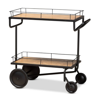 Potter and Serving Cart Wood Brown/Black - Baxton Studio