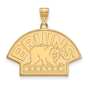 Black Bow Jewelry 14k Yellow Gold Plated Sterling Silver Boston Bruins NHL Large Pendant - 1 of 3