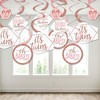 Big Dot of Happiness It's Twin Girls - Pink and Rose Gold Twins Baby Shower Hanging Decor - Party Decoration Swirls - Set of 40 - 3 of 4