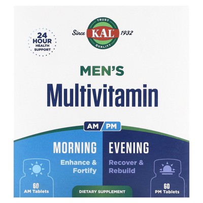 KAL Men's Multivitamin, Morning & Evening, 2 Pack, 60 Tablets Each