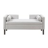 Blakely Upholstered Accent Bench Gray: Madison Park, Mid-Century, with Bolster Pillows, Wood Legs - 2 of 4