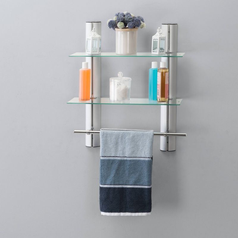 7&#34; x 20&#34; 2 Tier Adjustable Glass Shelf with Towel Bar Wall Shelf - Danya B., 3 of 7