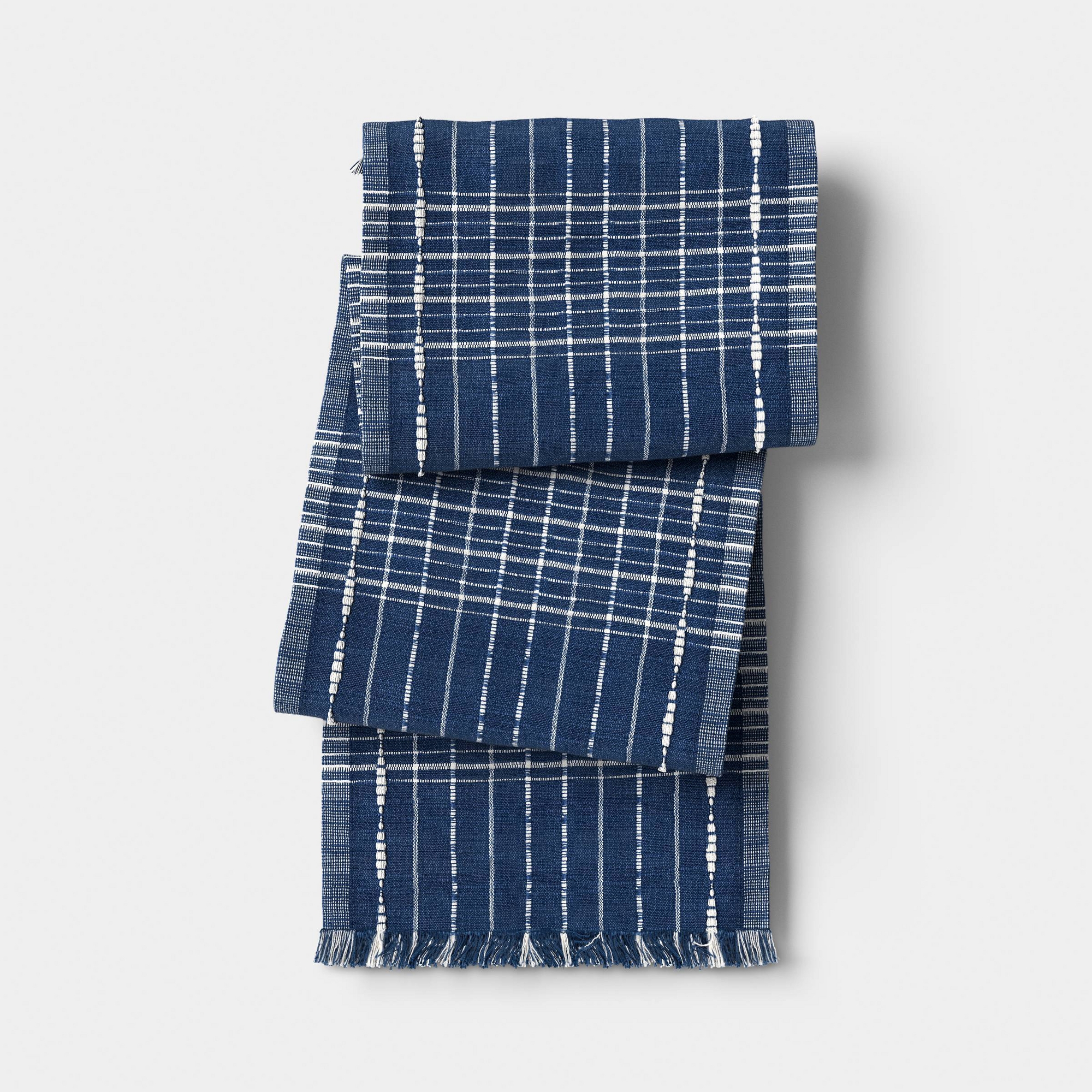 72"x14" Woven Table Runner Dark Blue - Threshold™