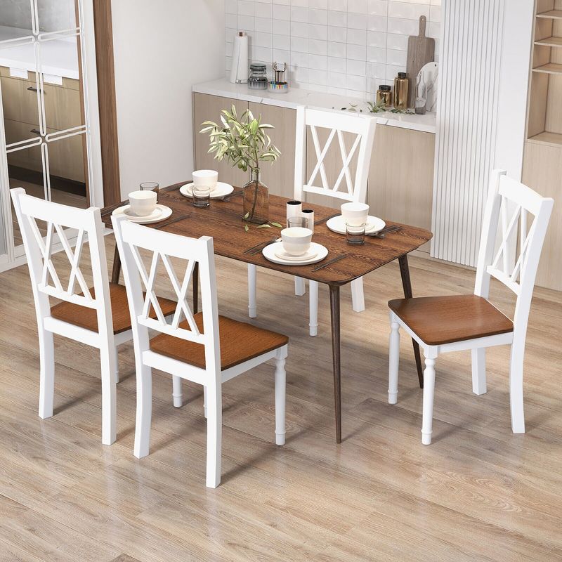 Tangkula Dining Chairs Set of 4 Wood Farmhouse Dining Room Side Chairs for Home Kitchen, 2 of 10