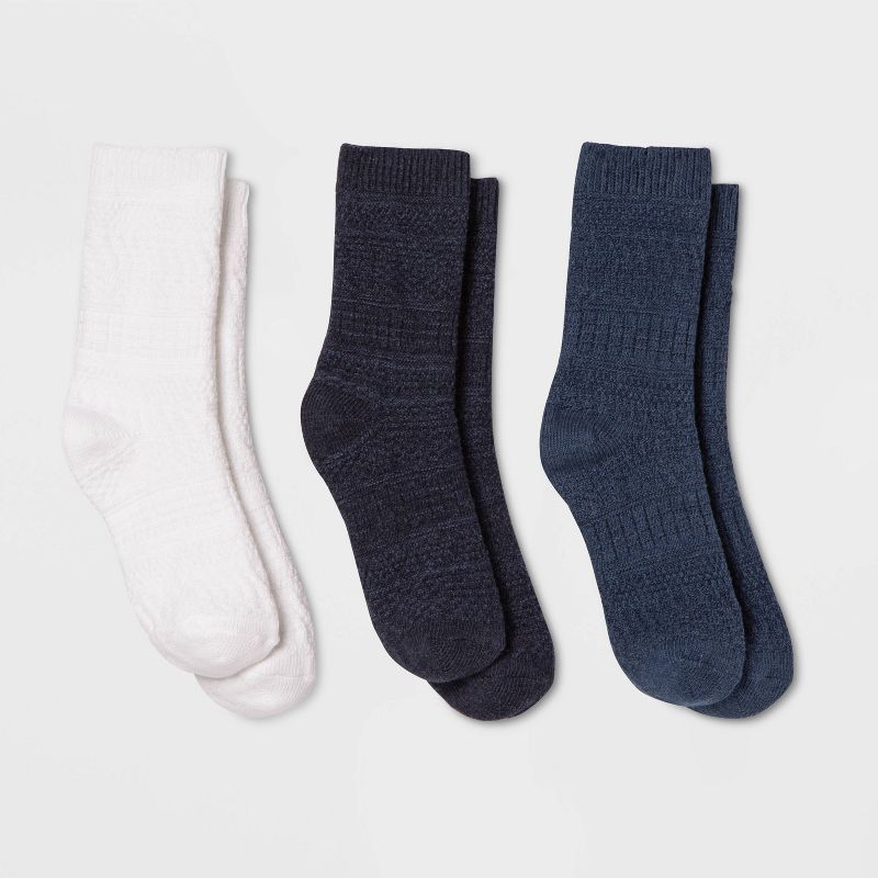 Women's 3pk Textured Crew Socks - Universal Thread&#153; 4-10, 1 of 6