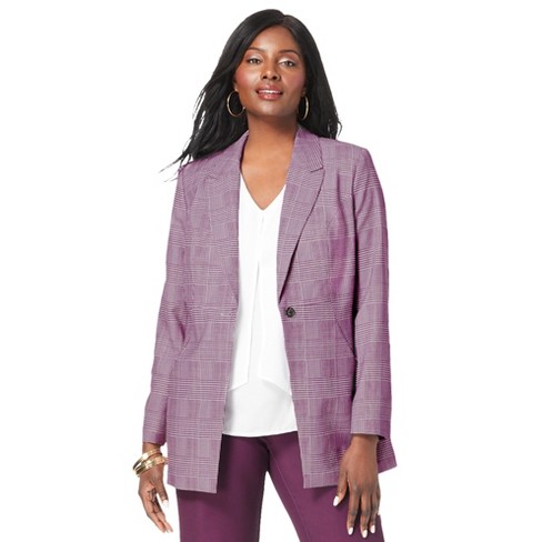 Jessica London Women's Plus Size Casual Long Sleeve Linen Blazer