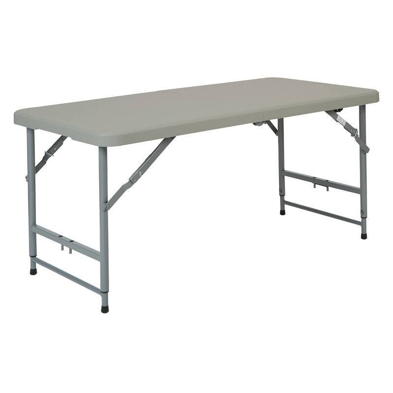 4&#34; Long Height Adjustable Fold in Half Resin Multi Purpose Table Gray - OSP Home Furnishings, 1 of 8