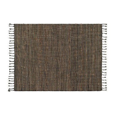 5'x7' Rectangle Hand Made Braided Solid Jute Area Rug Black - Flash Furniture