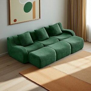 115" Convertible Teddy Fabric Sectional Sofa, No Assembly - 1 of 4
