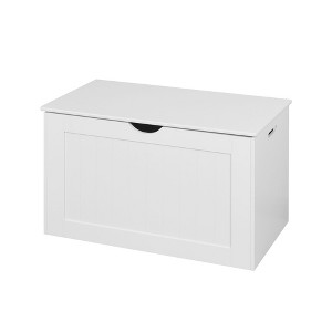 VANIRROR White Lift-Top Entryway Storage Cabinet with 2 Safety Hinges, Multi-Functional Wooden Toy Box with Ample Storage Space for Organizing - 1 of 4