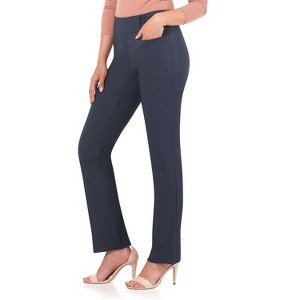 Rekucci Women's Pull-On Straight Leg Pants with Pockets & Tummy Control – Office Workwear Stretch Trousers - 1 of 4