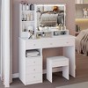 Okak Vanity Table with Drawers and Lights, 41" Large Size Left Drawer Desktop and Cushioned Stool, Extra Large Touch Control LED Mirror - 2 of 4