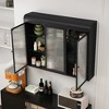 Vynxaria Three-Door Arched Wall-Mounted Glass Cabinet for Stylish Storage in Kitchen, Living Room, and Bathroom, Elegant White Finish - 2 of 4