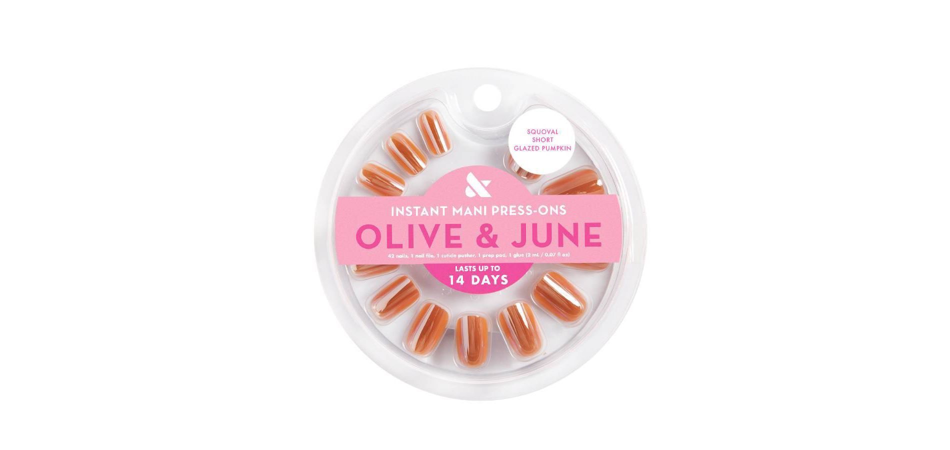 Olive & June Press-On Fake Nails - Squoval Short - Glazed Pumpkin - 42ct