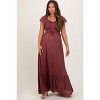 PinkBlush Burgundy Smocked Top Woven Maternity Maxi Dress - 2 of 4