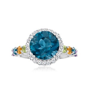 Ross-Simons 5.20-4.20 ct. t.w. London Blue Topaz and Multi-Gem Halo Ring in Sterling Silver - 1 of 4