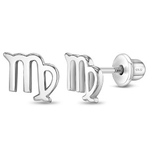 Girls' Polished Zodiac Screw Back Sterling Silver Earrings - In Season Jewelry - 1 of 4