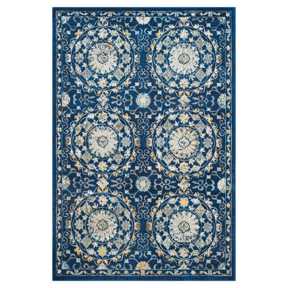 5'1inx7'6in Evoke Medallion Area Rug Navy/Ivory - Safavieh