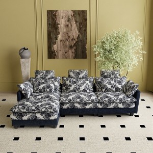 Famapy Cozy L-Shape Large Blue Sofa Set: Chenille Upholstery, Wooden Frame – Ultra - Comfort & High Elasticity - 1 of 4