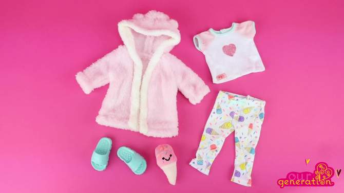 Our Generation Ice Cream Dreams Pajama &#38; Robe Outfit for 18&#34; Dolls, 2 of 6, play video