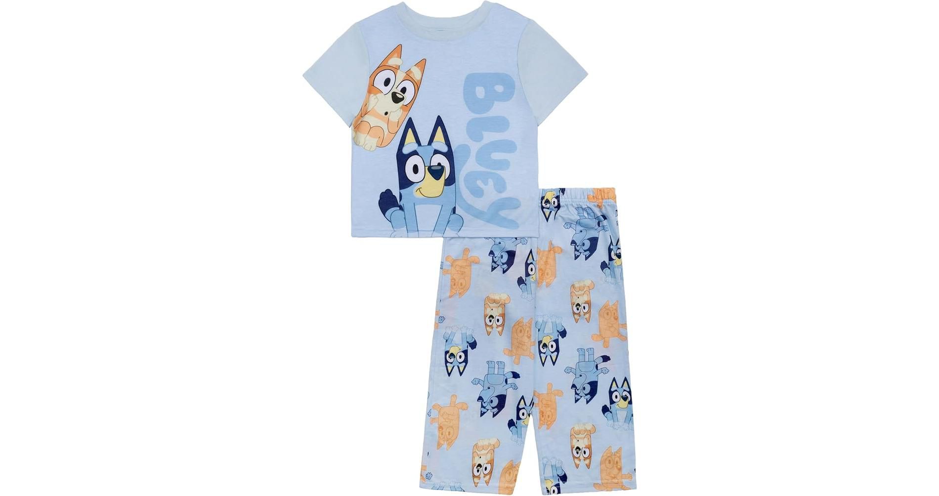 Bluey Toddler Boys 2-Piece Short Sleeve Pajama Set. T Shirt and Pants Sleepwear