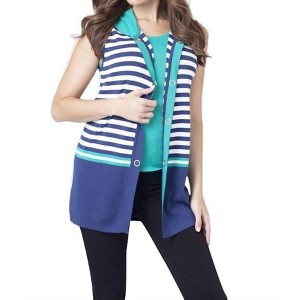 Women's Striped Hooded Vest - ANGEL - 1 of 2