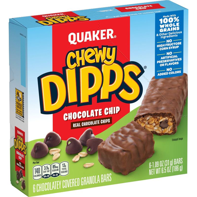 Quaker Chewy Dipps Chocolate Chip Granola Bars - 6.5oz/6ct, 1 of 10
