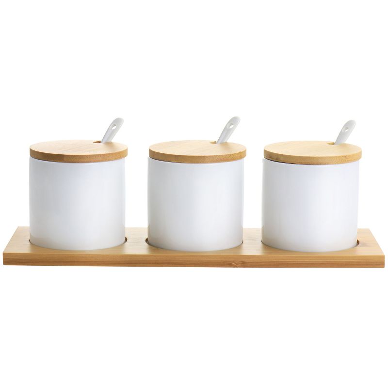 Gibson Elite Gracious Dining 10 Piece Fine Ceramic Condiment Jars Serving Set in White, 1 of 8